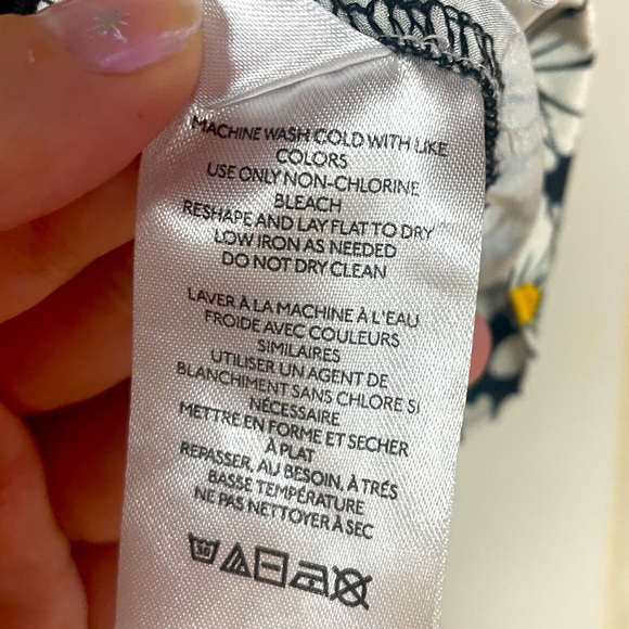 Urban Outfitters Black White Yellow Daisy Print Ruched Cropped Tank Top Sz S - Picture 4 of 5